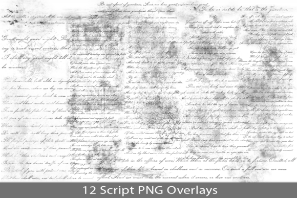Elegant Shakespeare Text Script PNG Overlays for Designers