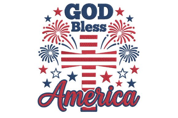 God Bless America Embroidery Design: A Patriotic Graphic Asset
