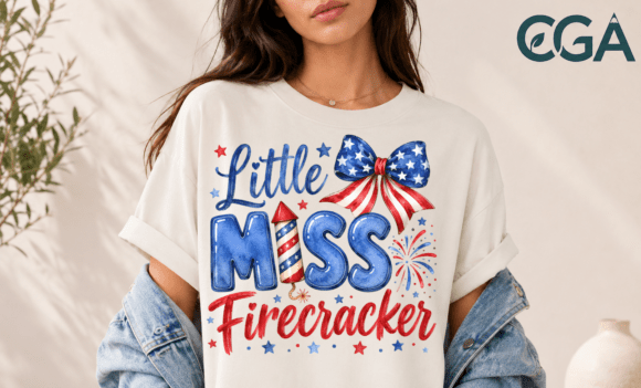 Little Miss Firecracker Bow PNG: Design for Festive Charm