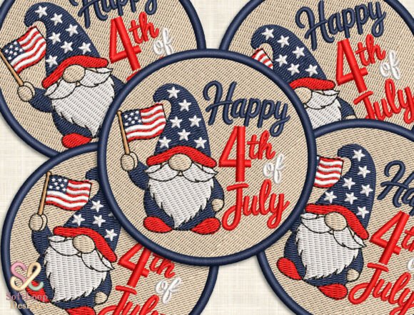 Patriotic Gnome Patch Design: A Festive Graphic Asset