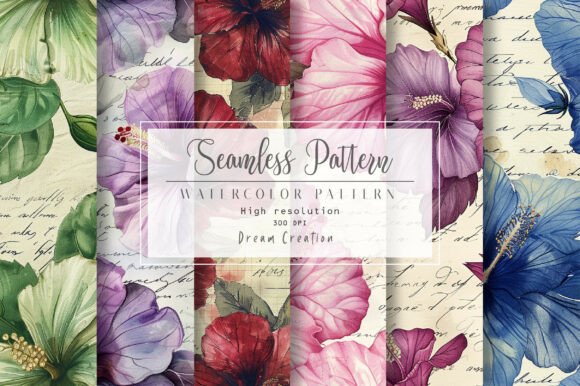 Vintage Hibiscus Flower Digital Paper: Elevate Your Designs